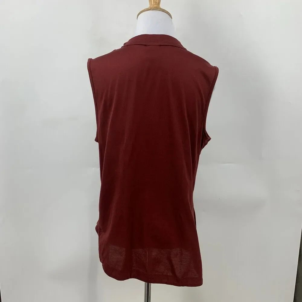 Nike Tank Top Womens L Large Brick Red Low Cut Sleeveless Slant Hem Cotrast